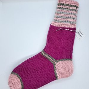 Raggsockor stl 38/39, cerise/rosa/grå